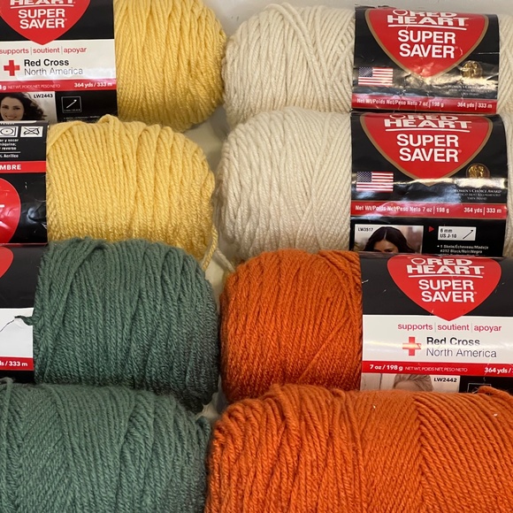 Red Heart Super Saver Acrylic Yarn Bundle Lot of 12 Skeins Fall Combo Set - Picture 8 of 13